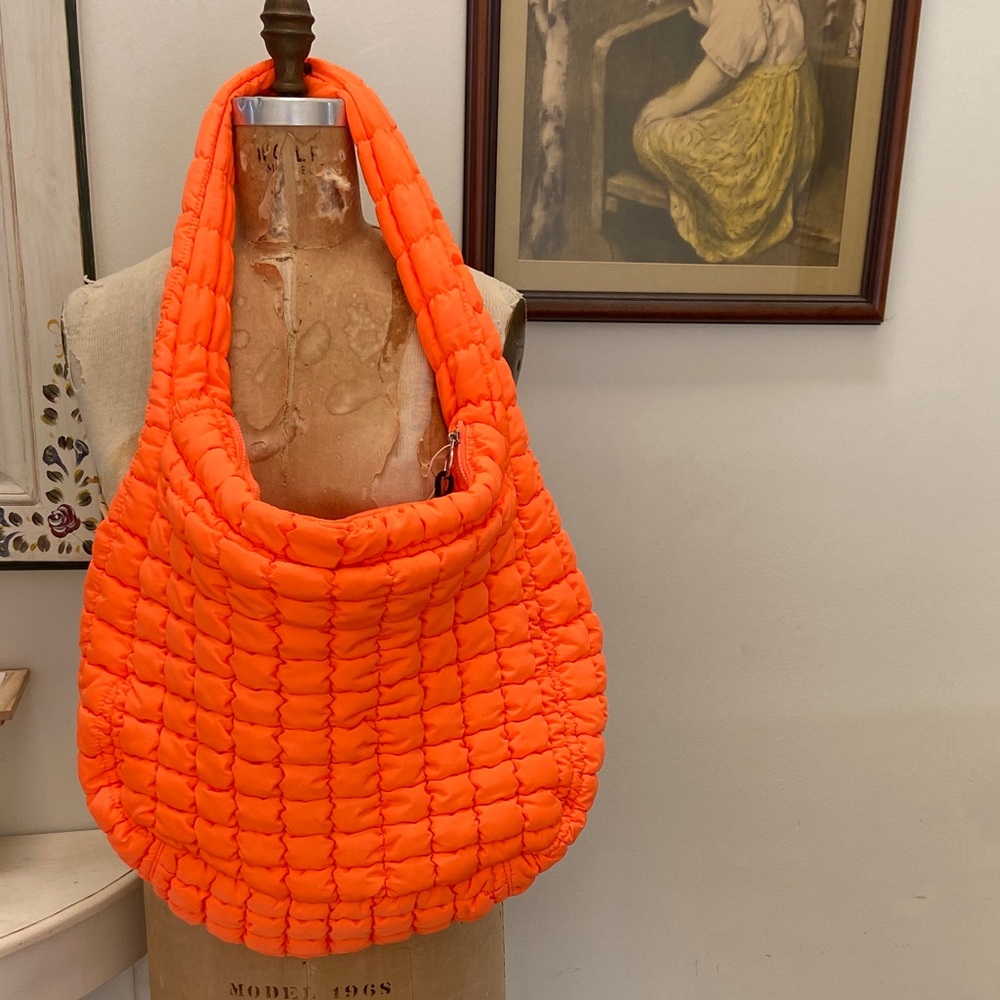 FP Movement by Free People Neon Orange Quilted Carryall Bag!
